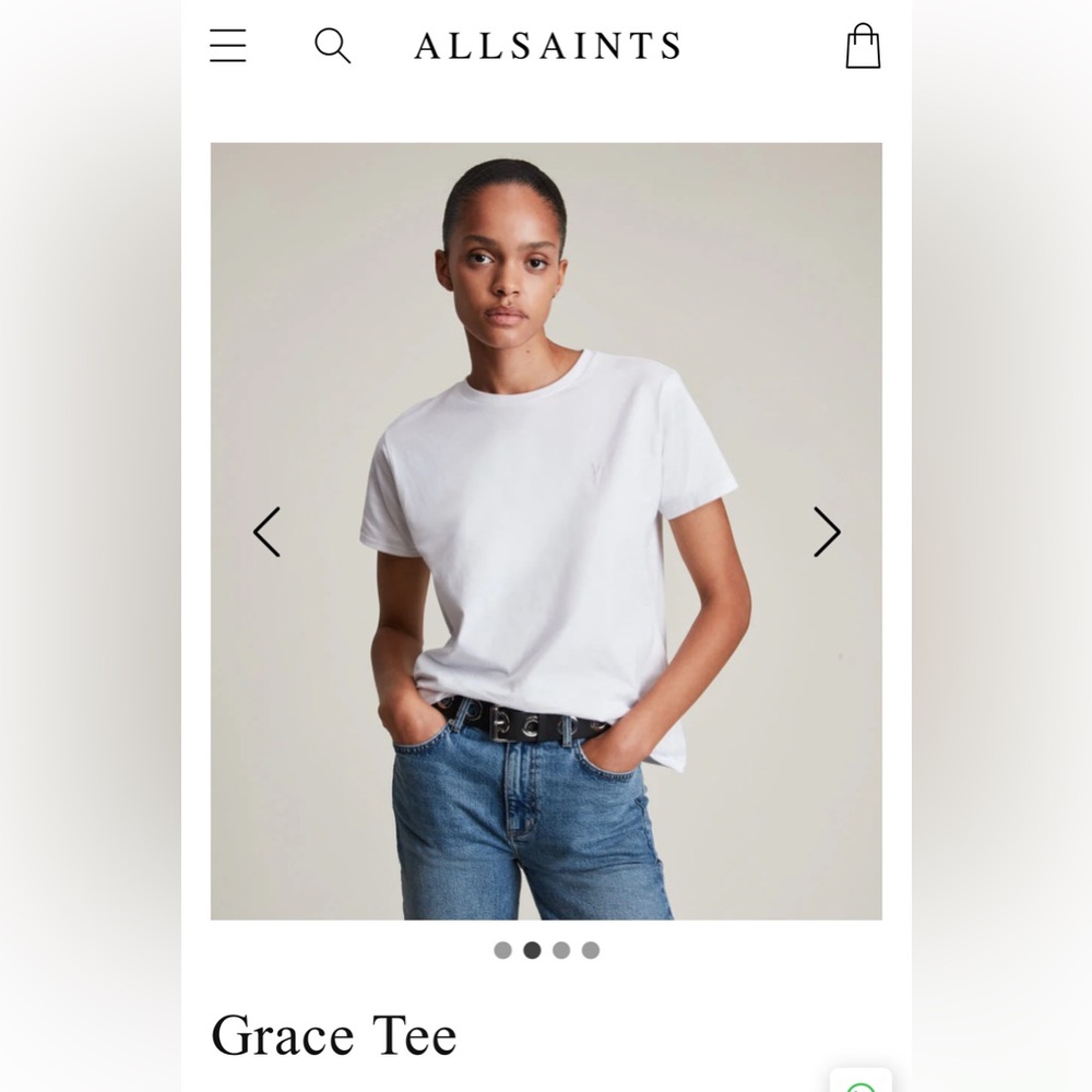 Allsaints Grace Tee in White Size Small